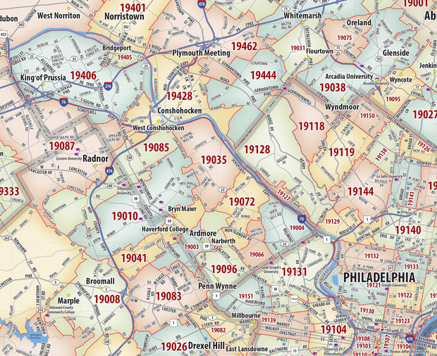 Philadelphia Metro Area Zip Code Map – American Map Store