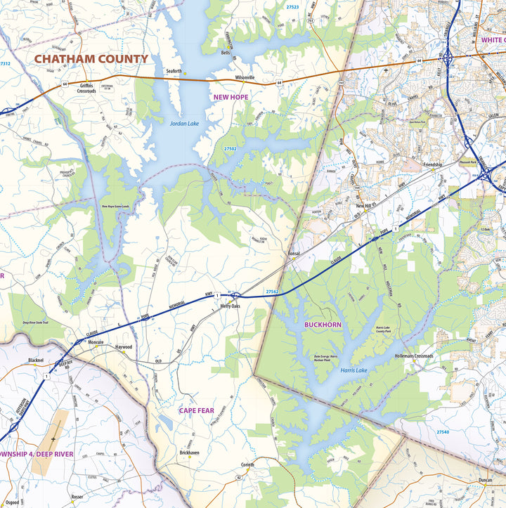 Raleigh, Durham, Chapel Hill - The Research Triangle Region Wall Map