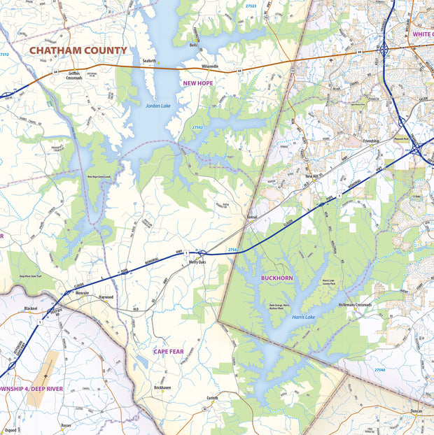 Raleigh, Durham, Chapel Hill - The Research Triangle Region Wall Map ...