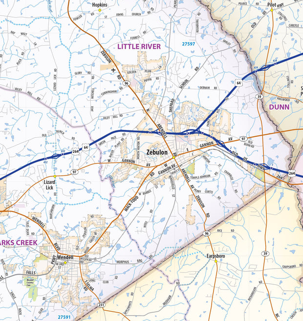 Detailed Wall Map of The Research Triangle Region