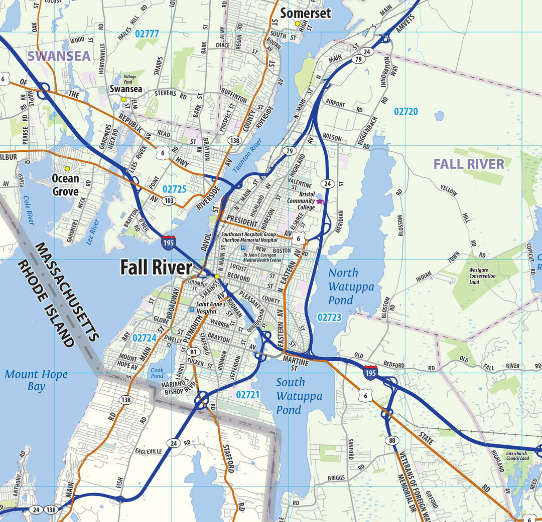 Middlebridge Ri Map Rhode Island and the Providence Area Wall Map – American Map Store
