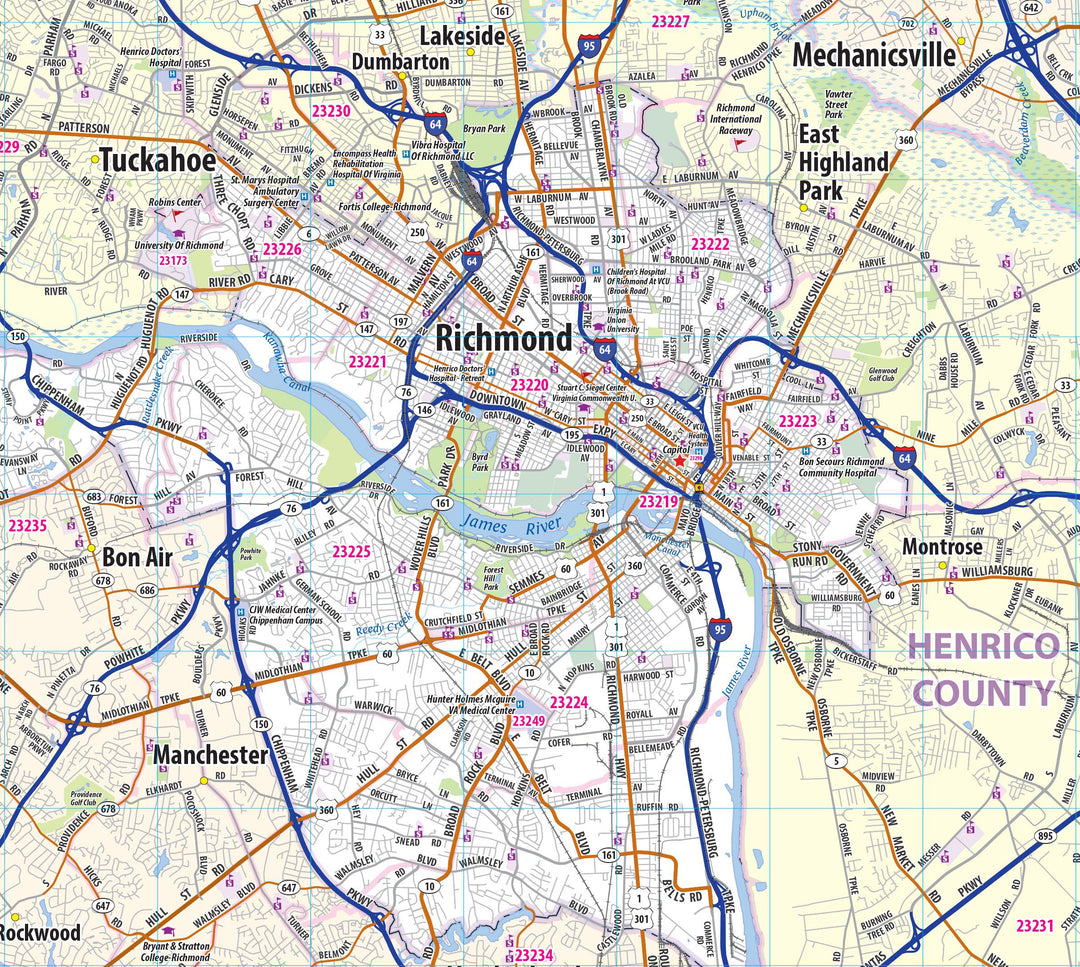 Richmond Va Metro Area Wall Map