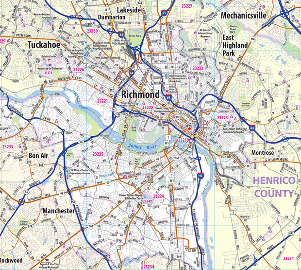 Richmond Va Metro Area Wall Map