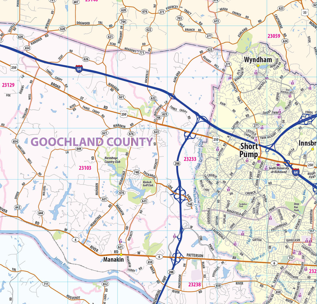 Richmond Va Metro Area Wall Map