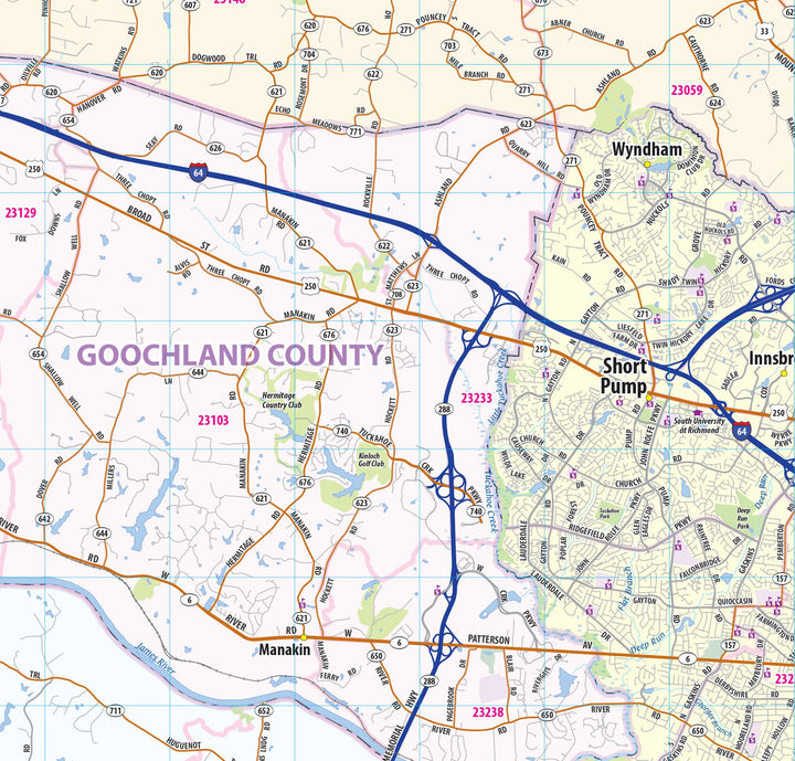 Richmond Va Metro Area Wall Map