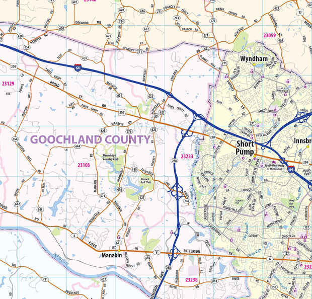 Richmond Va Metro Area Wall Map