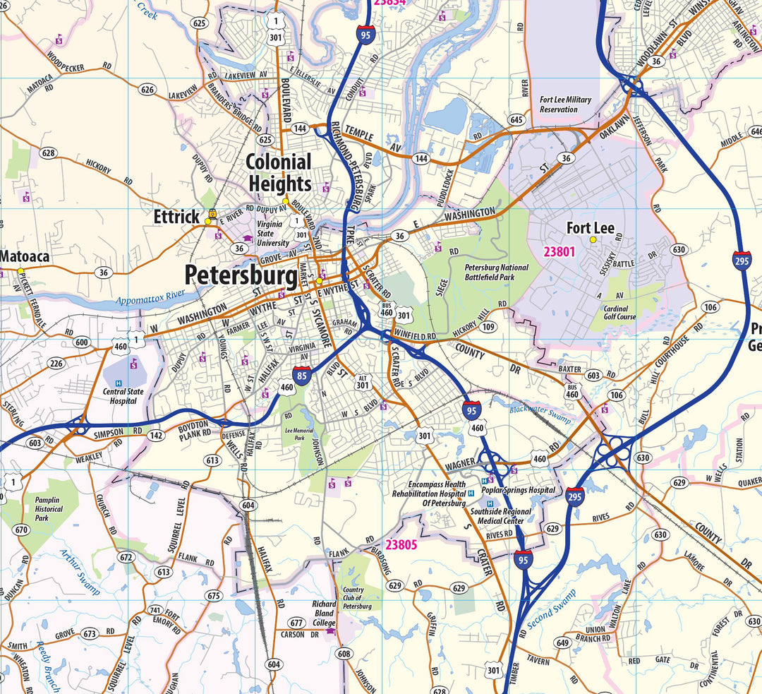 Richmond Va Metro Area Wall Map