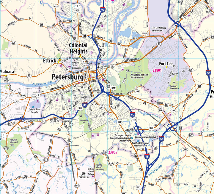 Richmond Va Metro Area Wall Map