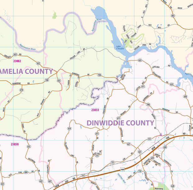 Richmond Va Metro Area Wall Map