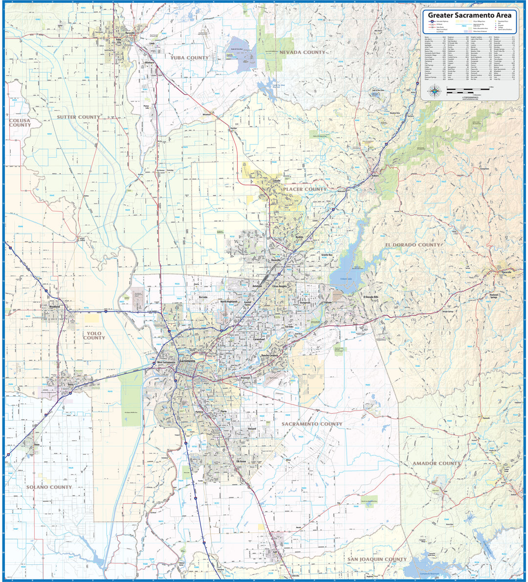 Greater Sacramento Area Wall Map