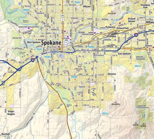Spokane Coeur d'Alene Area Wall Map