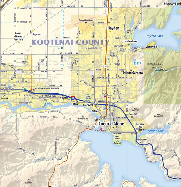 Spokane Coeur d'Alene Area Wall Map