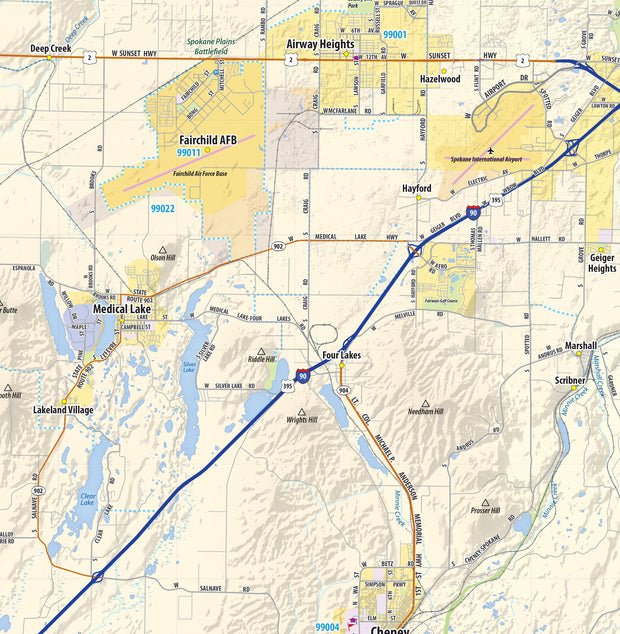 Spokane Coeur d'Alene Area Wall Map