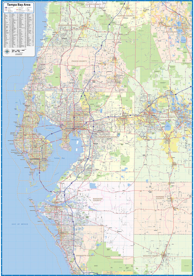 Tampa Bay Area Wall Map