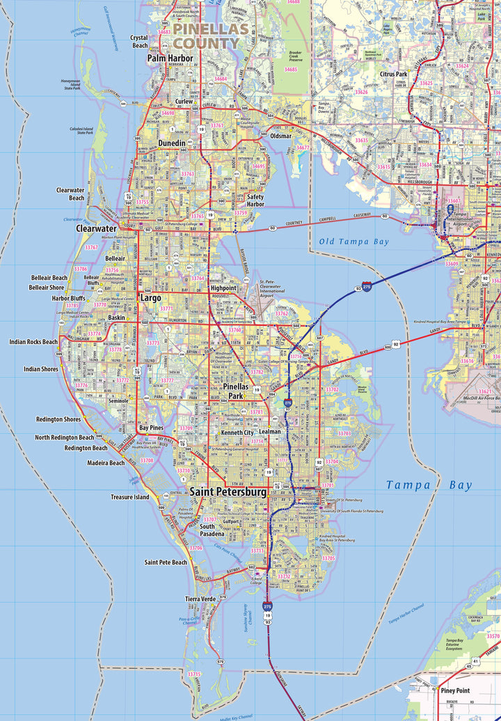 Tampa Bay Area Wall Map