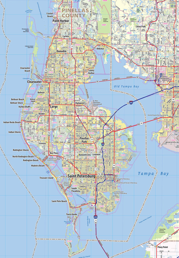Tampa Bay Area Wall Map