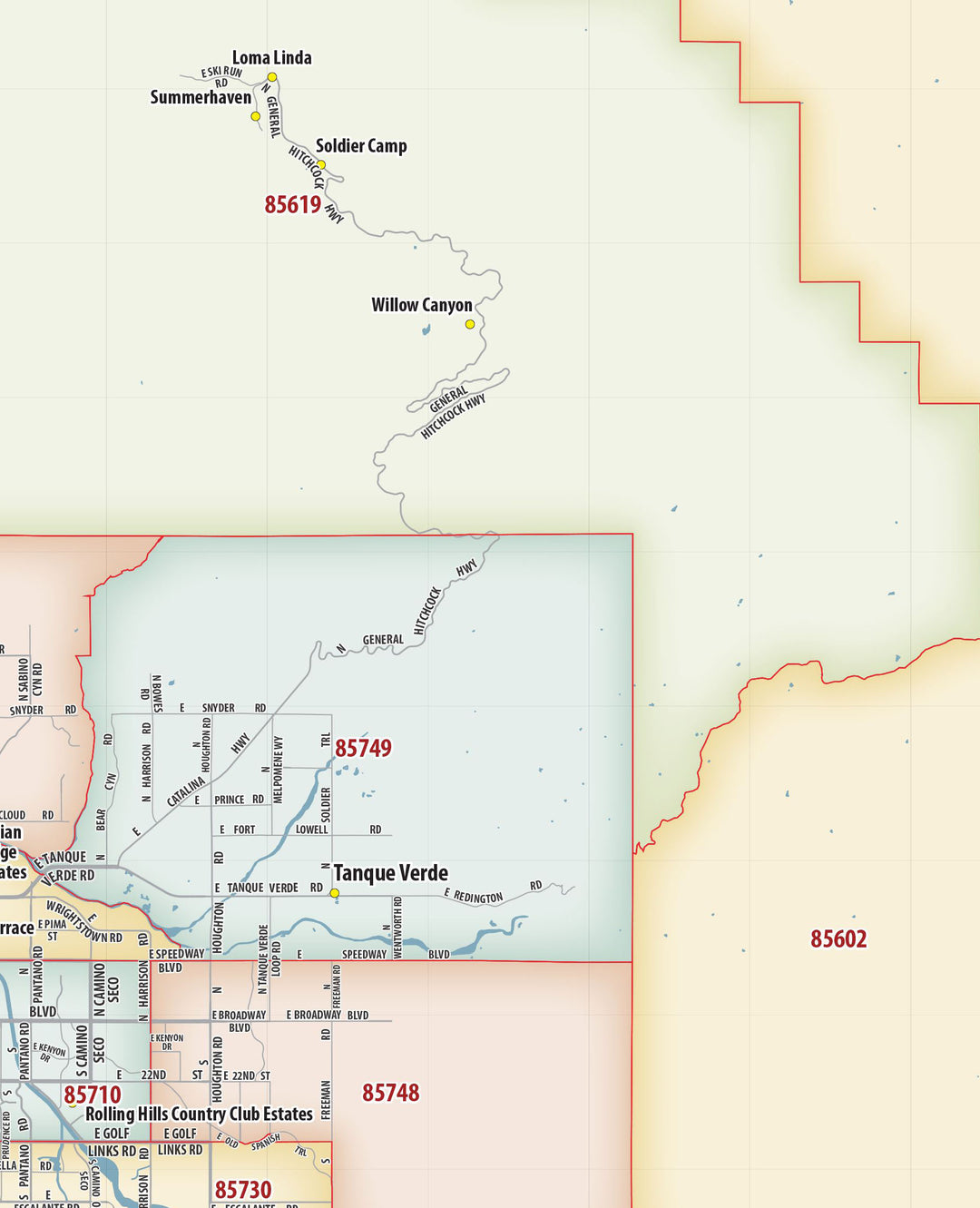 Postal Zip Code Map Tucson 520 Area Code Location Map, Time Zone,