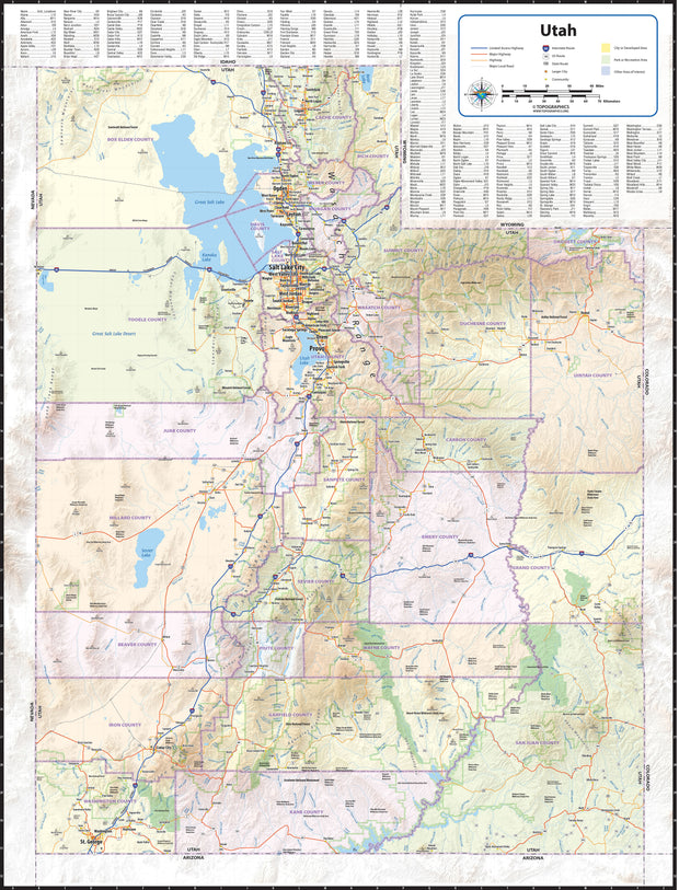 Utah State Wall Map