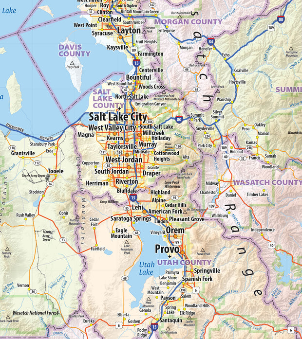 Utah State Wall Map