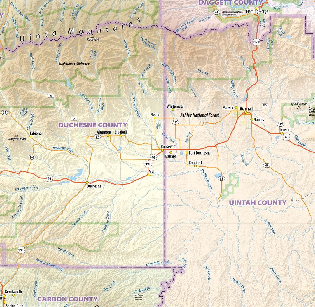 Utah State Wall Map