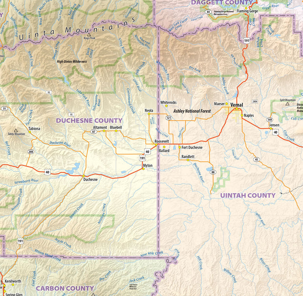 Utah State Wall Map