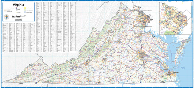 Virginia State Wall Map