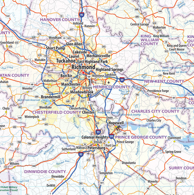 Virginia State Wall Map