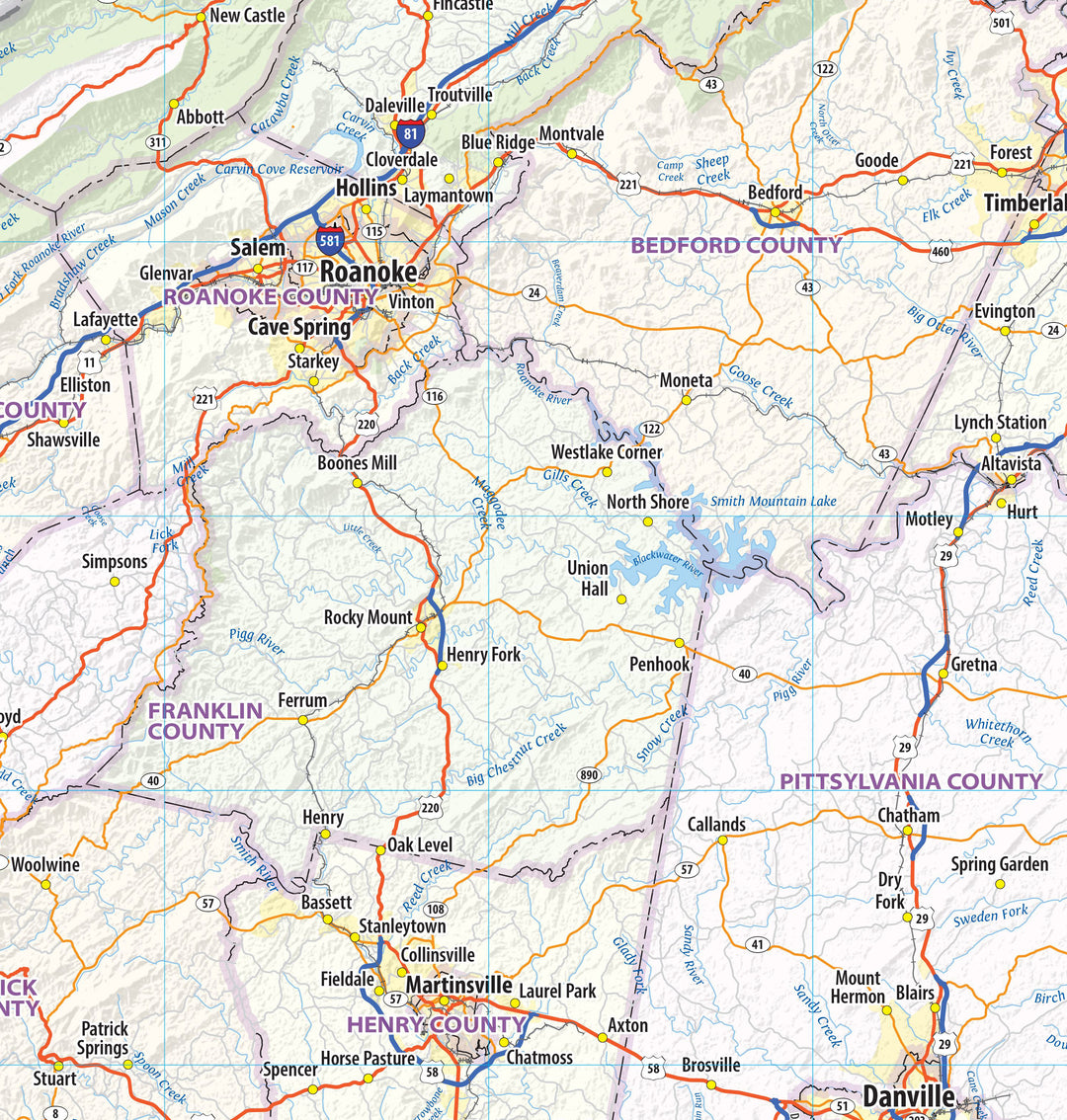 Virginia State Wall Map
