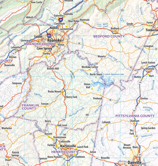 Virginia State Wall Map