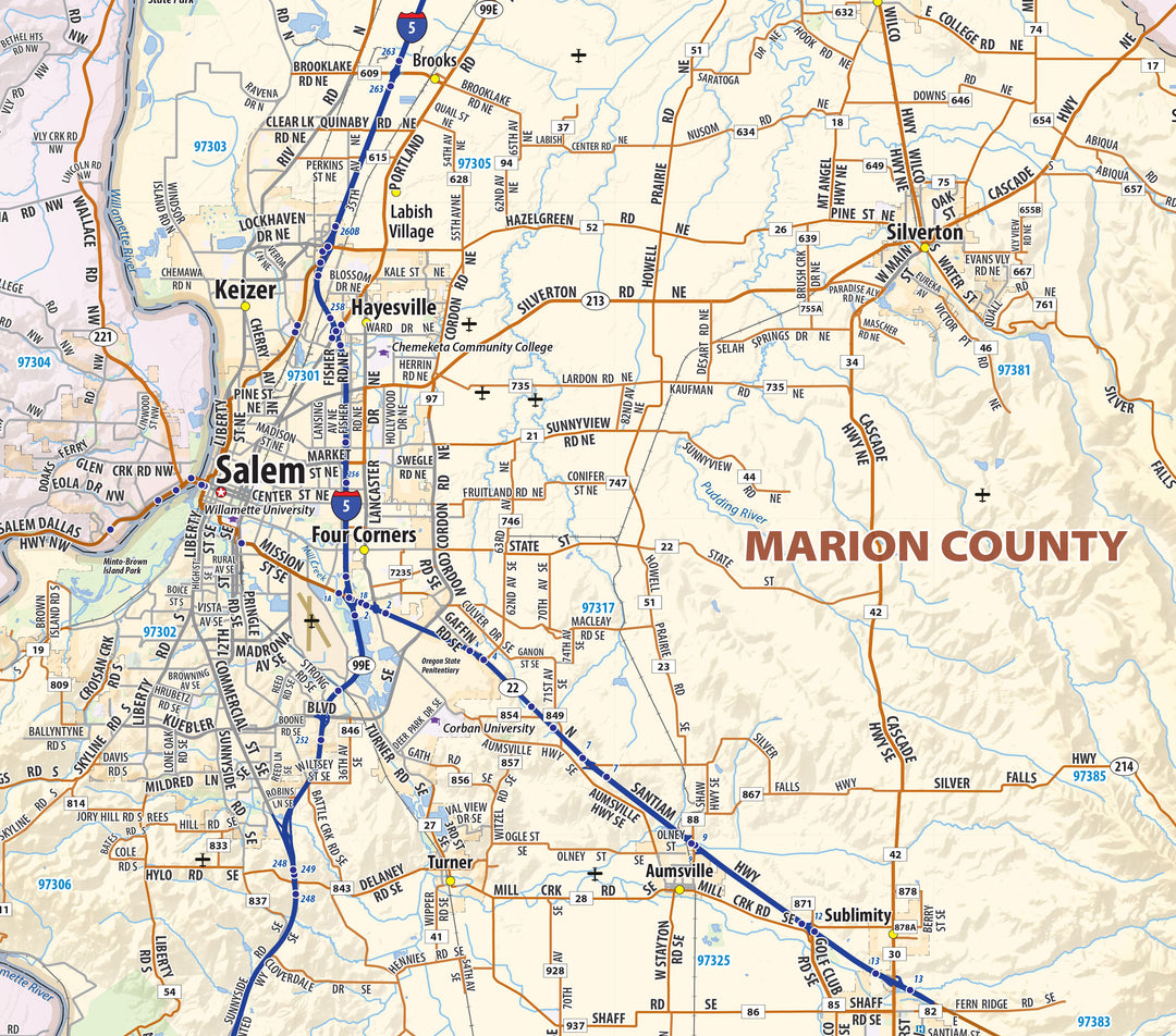Willamette Valley Oregon Wall Map