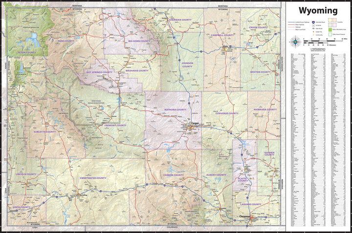 Wyoming State Wall Map