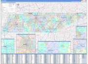 Color Cast Style Wall Map of Tennessee by Market Maps