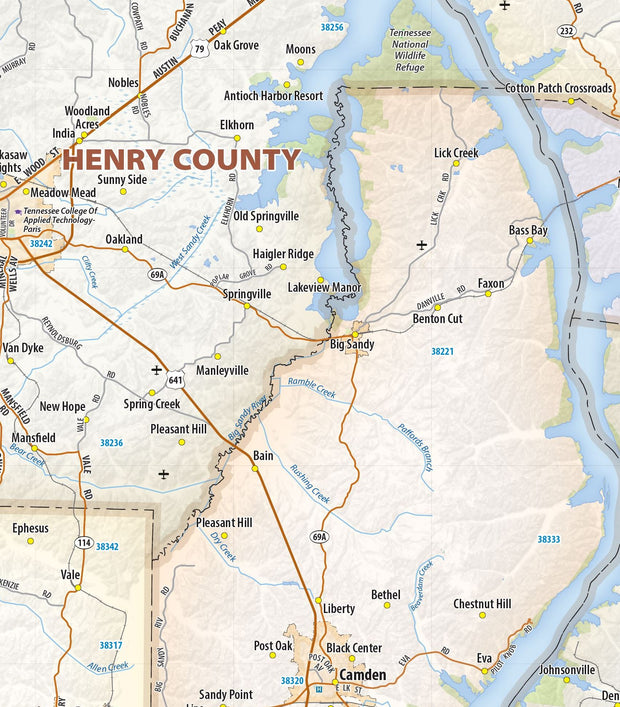 West Tennessee Regional Area Wall Map