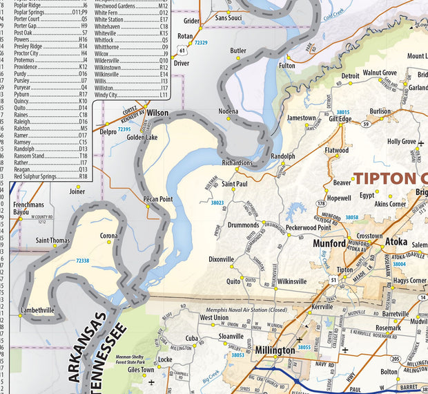 West Tennessee Regional Area Wall Map