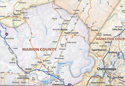 Middle Tennessee Regional Area Wall Map
