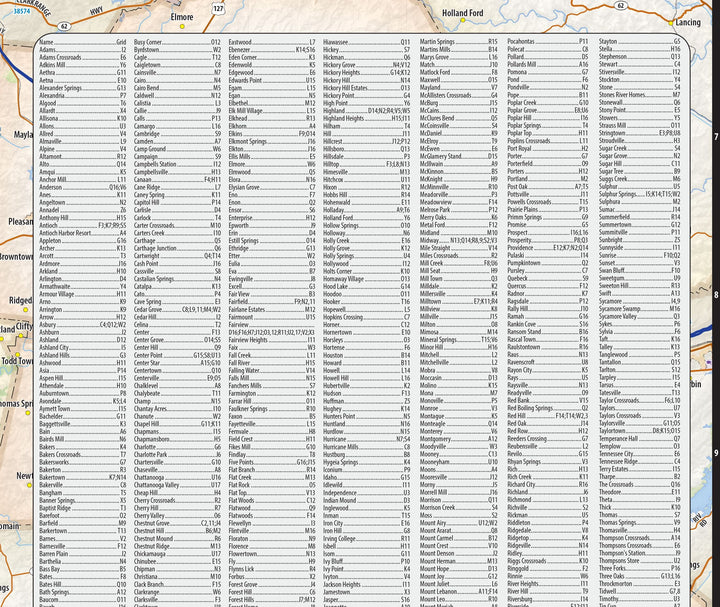 Middle Tennessee Regional Area Wall Map
