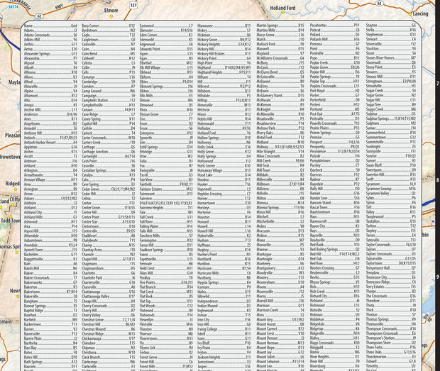 Middle Tennessee Regional Area Wall Map