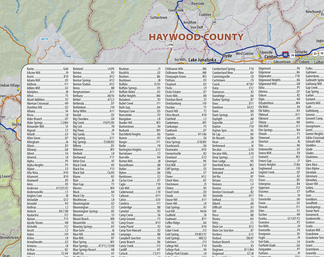 East Tennessee Regional Area Wall Map