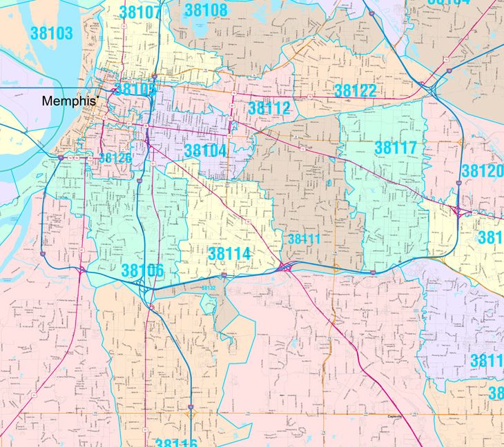 Memphis Tennessee Zip Code Map