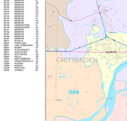 Colorcast Zip Code Style Wall Map of Memphis, TN by Market Maps