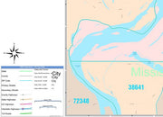 Colorcast Zip Code Style Wall Map of Memphis, TN by Market Maps