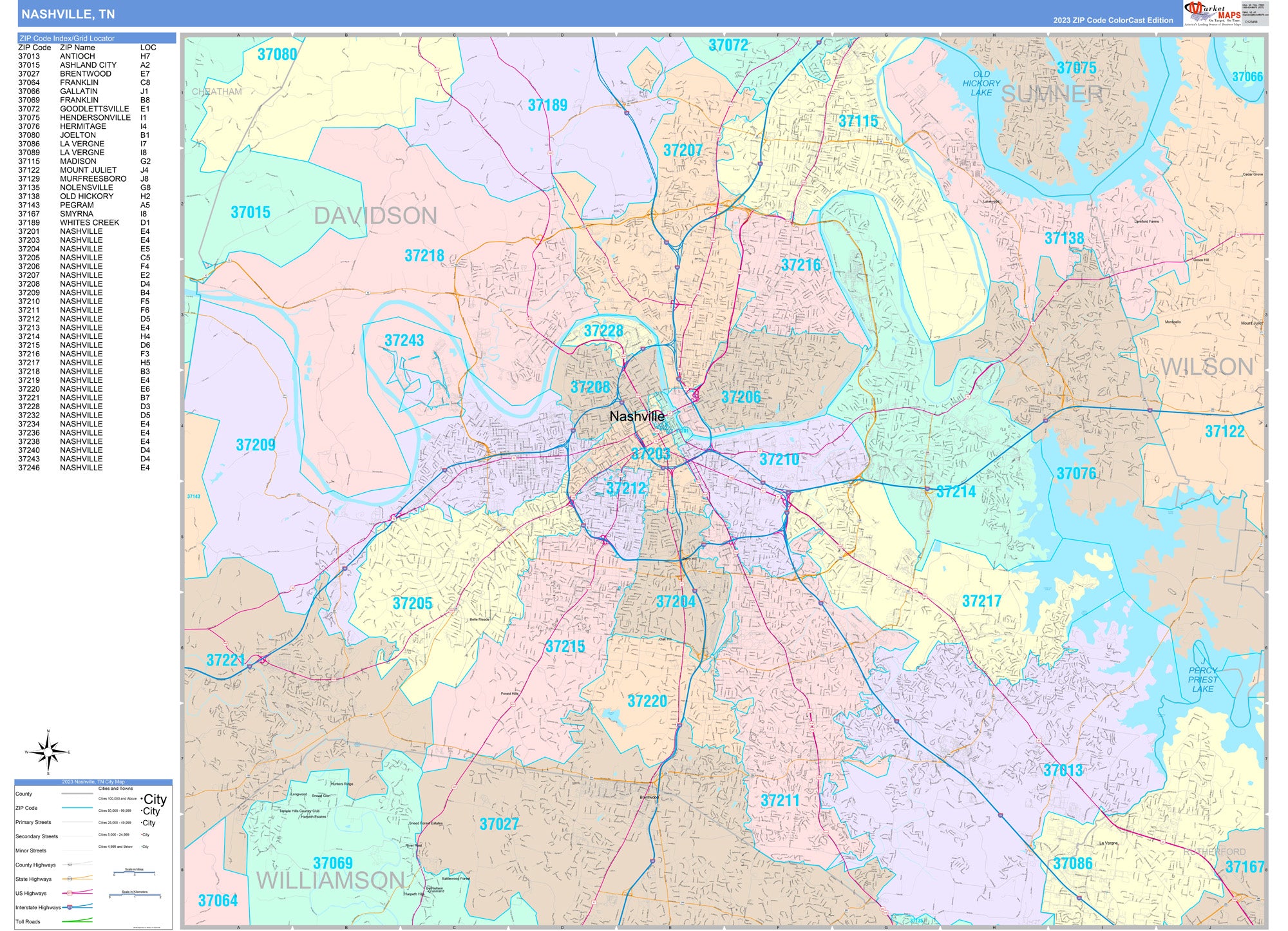 地図 Colorcast Zip Code Style Wall Map of Lincoln, NE – American Map Store