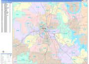 Colorcast Zip Code Style Wall Map of Nashville, TN by Market Maps