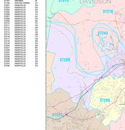 Colorcast Zip Code Style Wall Map of Nashville, TN by Market Maps