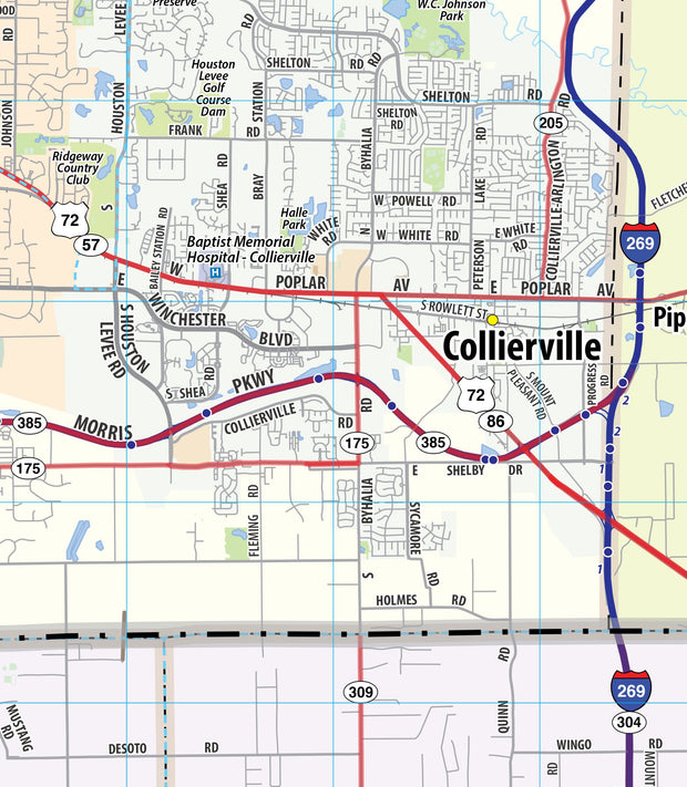 Memphis Greater Metro Area Wall Map