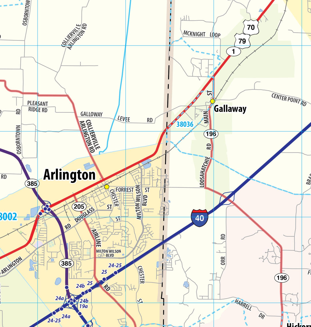 Memphis Greater Metro Area Wall Map