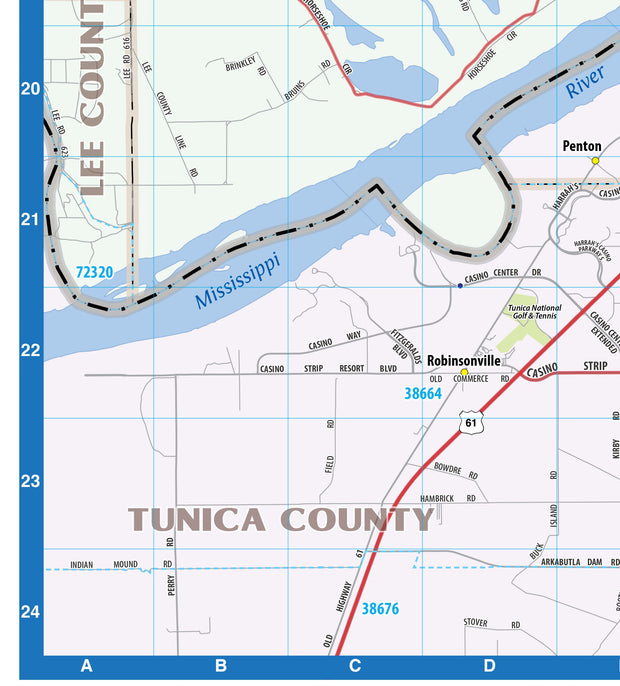 Memphis Greater Metro Area Wall Map