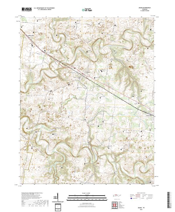 US Topo 7.5-minute map for Adams TN