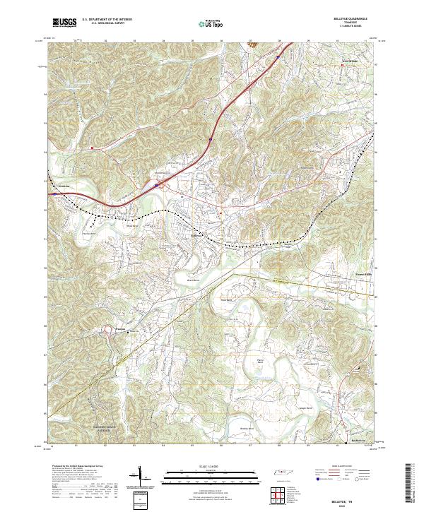 US Topo 7.5-minute map for Bellevue TN