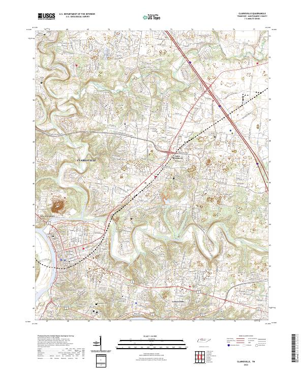 US Topo 7.5-minute map for Clarksville TN